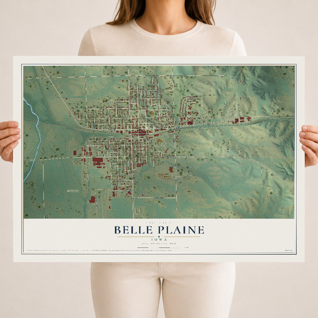 Map of Belle Plaine, Iowa, 18 x 24 inch unframed archival matte print