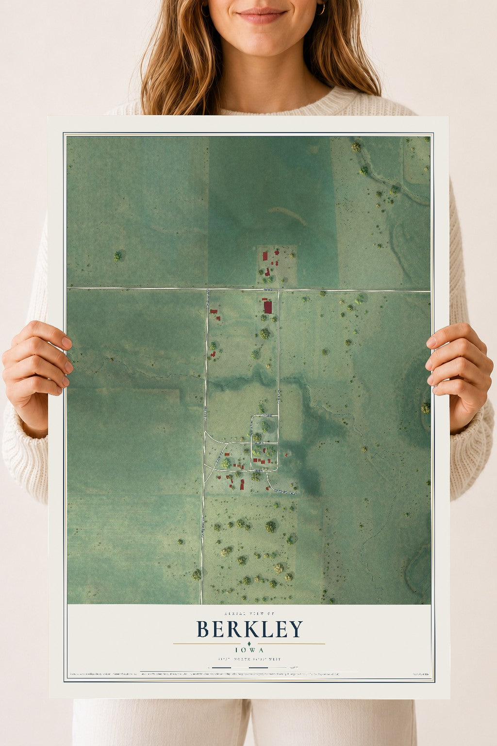 Map of Berkley, Iowa, 18 x 24 inch unframed archival matte print