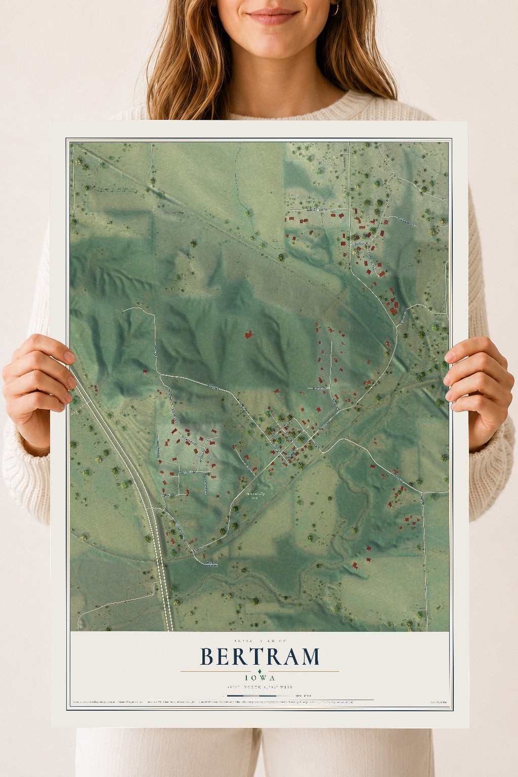 Map of Bertram, Iowa, 18 x 24 inch unframed archival matte print