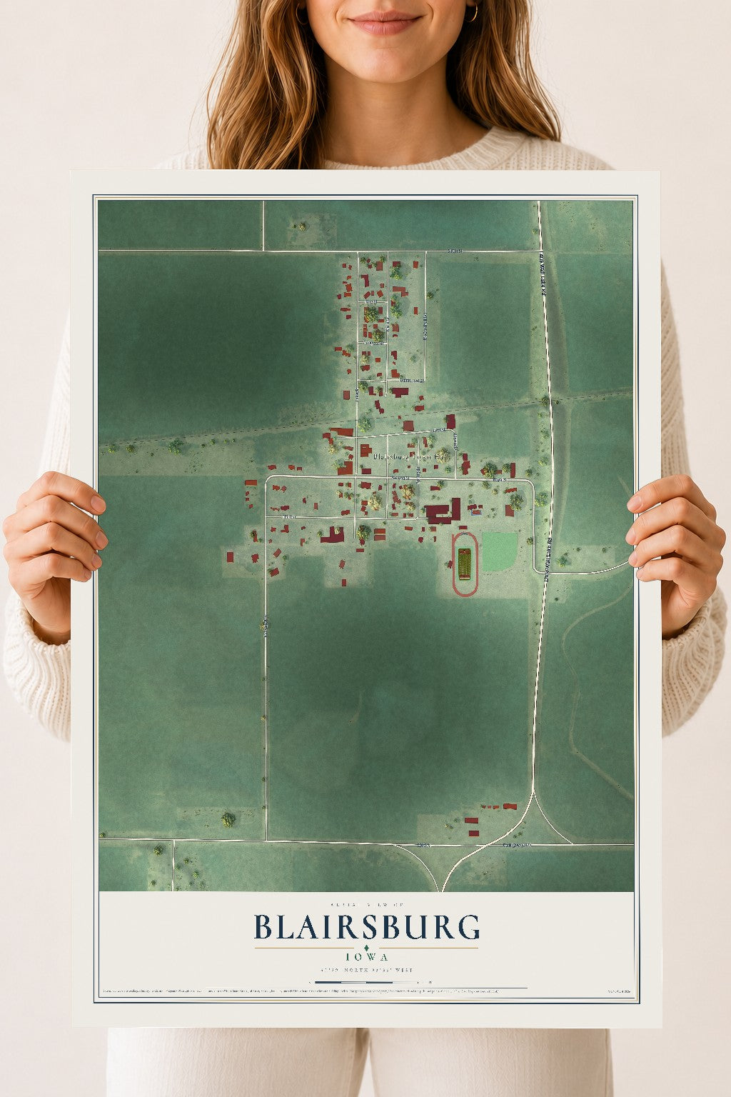 Map of Blairsburg, Iowa, 18 x 24 inch unframed archival matte print