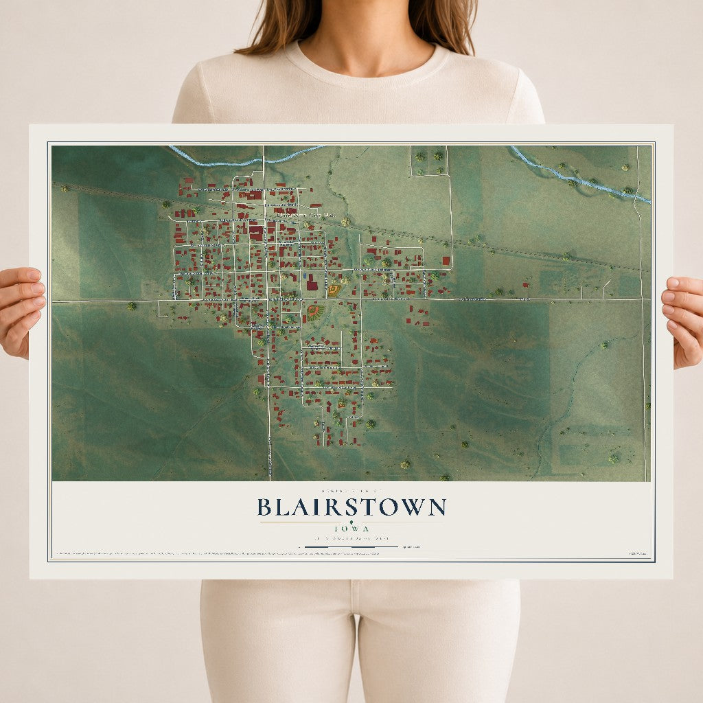 Map of Blairstown, Iowa, 18 x 24 inch unframed archival matte print