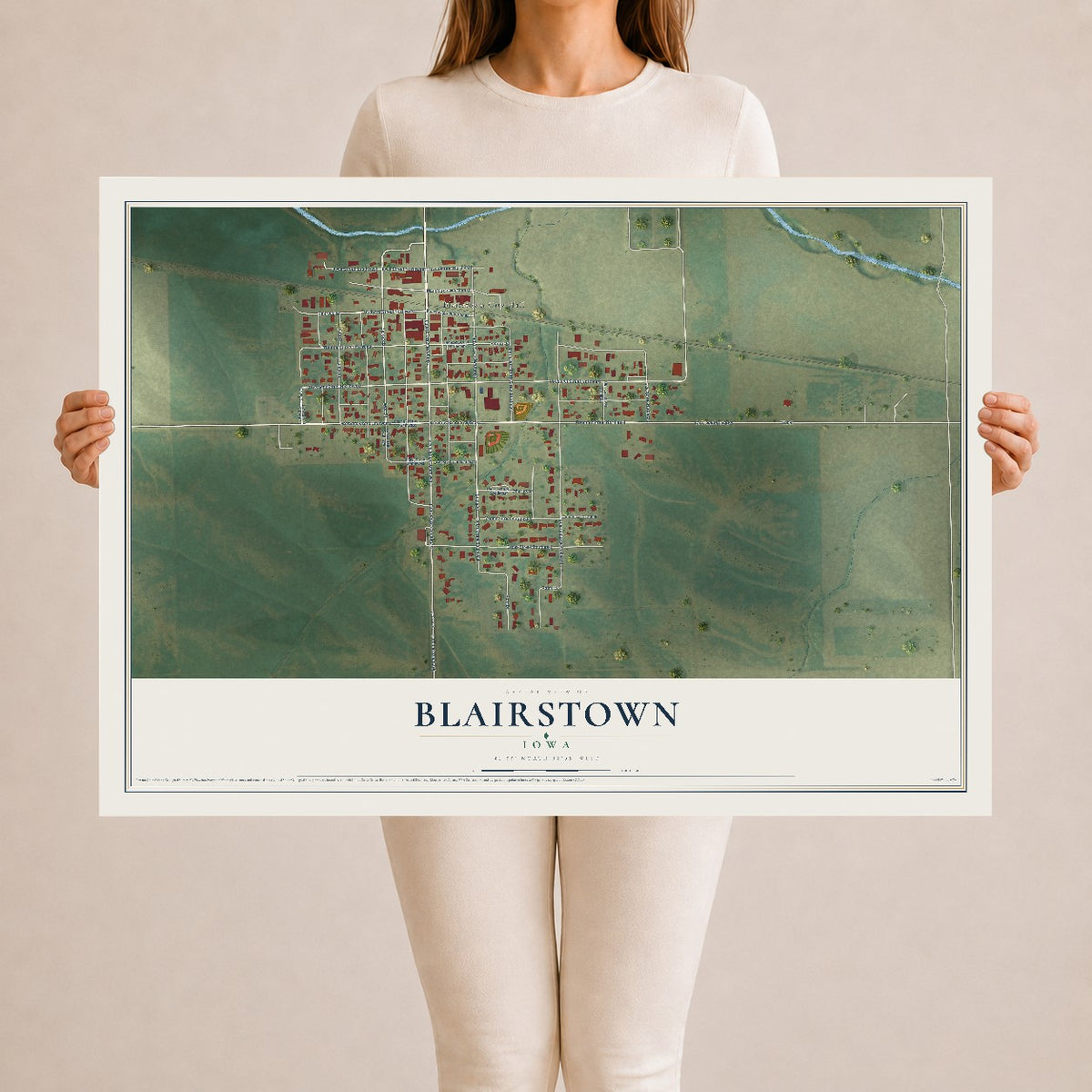 Map of Blairstown, Iowa, 24 x 36 inch unframed archival matte print