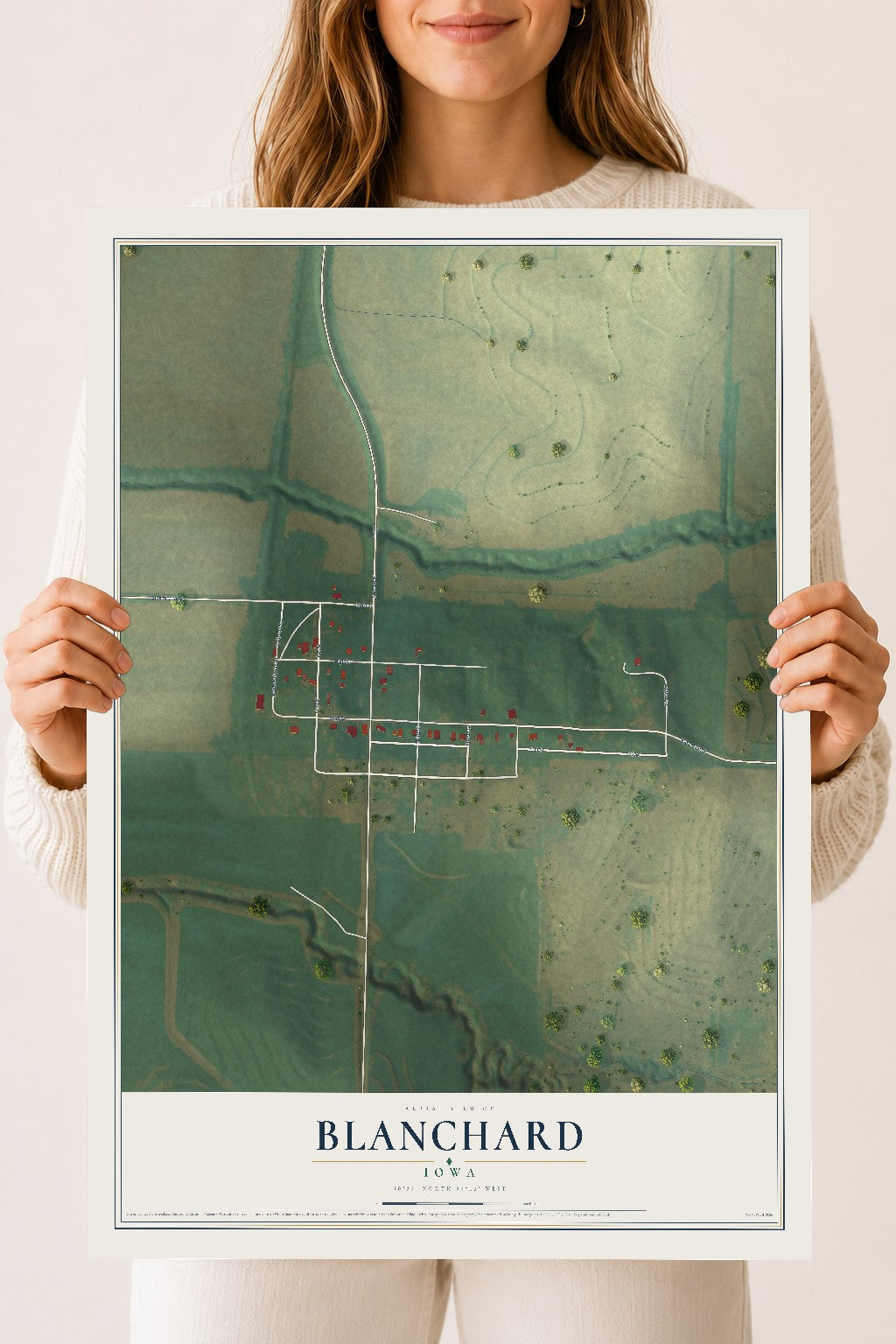 Map of Blanchard, Iowa, 18 x 24 inch unframed archival matte print