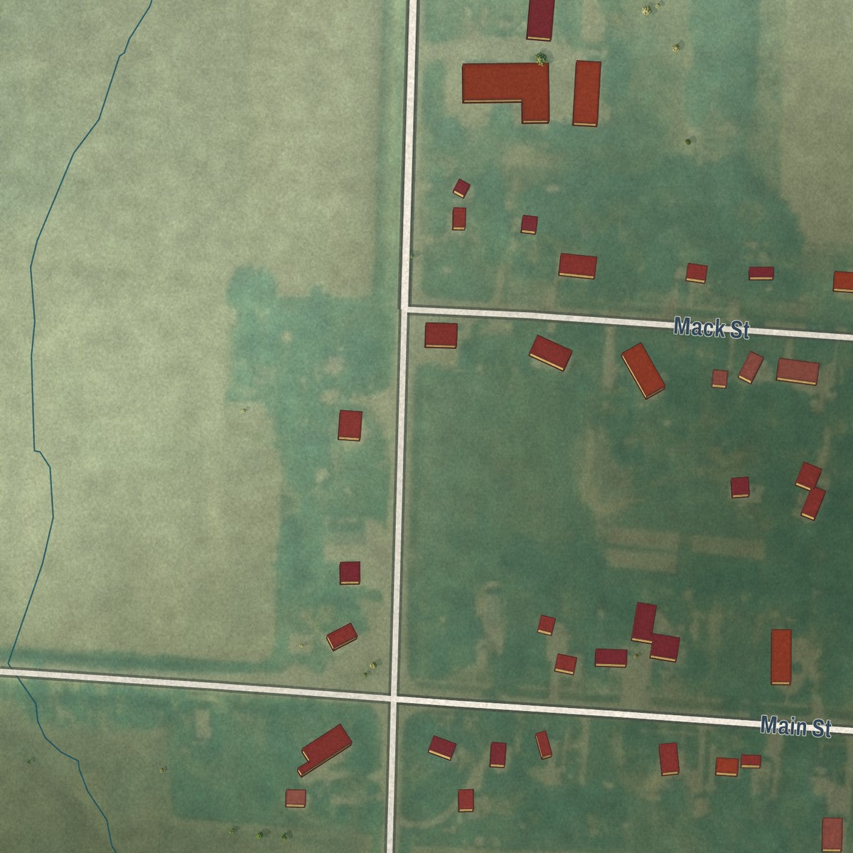 Second close-up of the map of Blencoe, Iowa print showing more streets and buildings