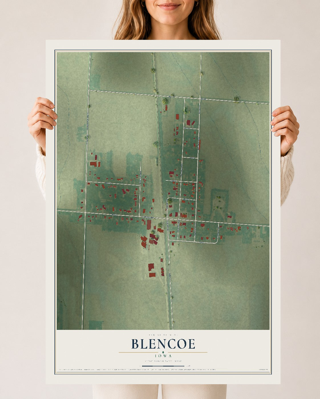 Map of Blencoe, Iowa, 24 x 36 inch unframed archival matte print