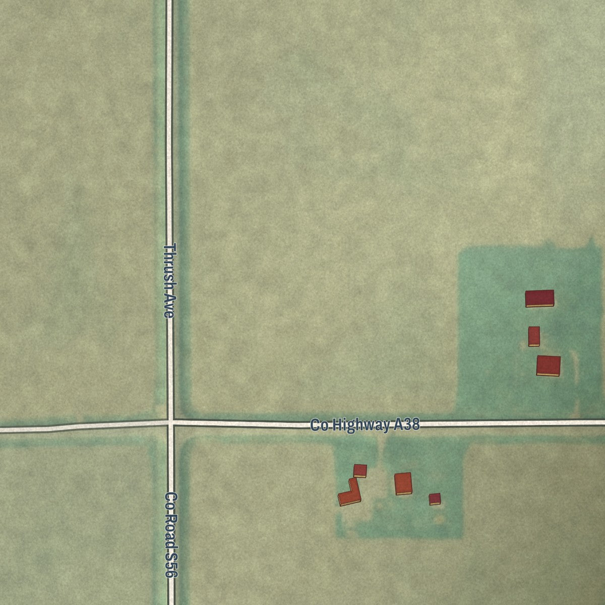 Close-up of the map of Bolan, Iowa print showing street and building detail