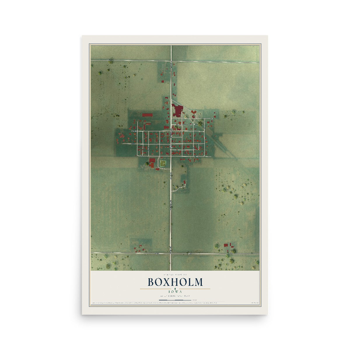 Map of Boxholm, Iowa, 12 x 18 inch unframed archival matte print