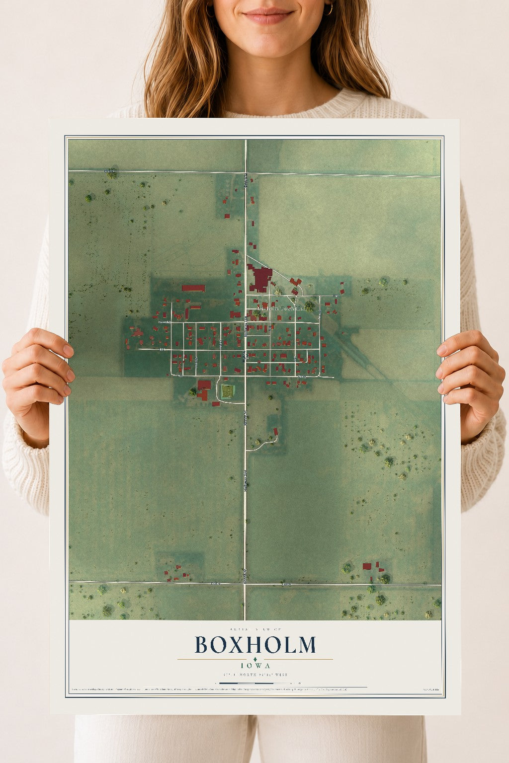 Map of Boxholm, Iowa, 18 x 24 inch unframed archival matte print
