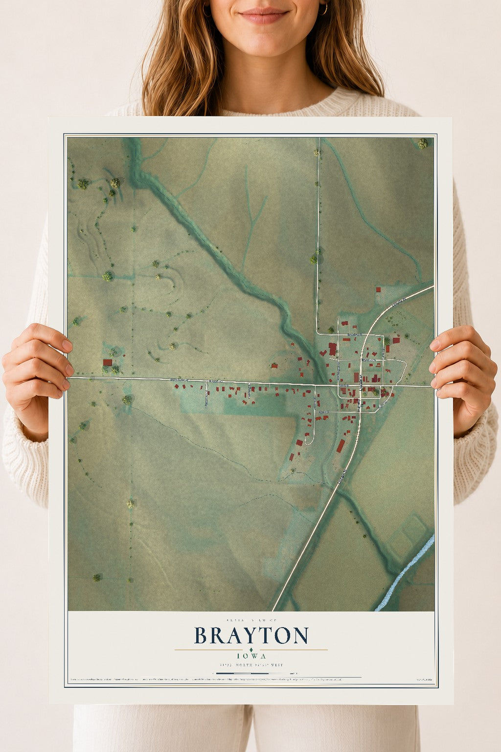 Map of Brayton, Iowa, 18 x 24 inch unframed archival matte print
