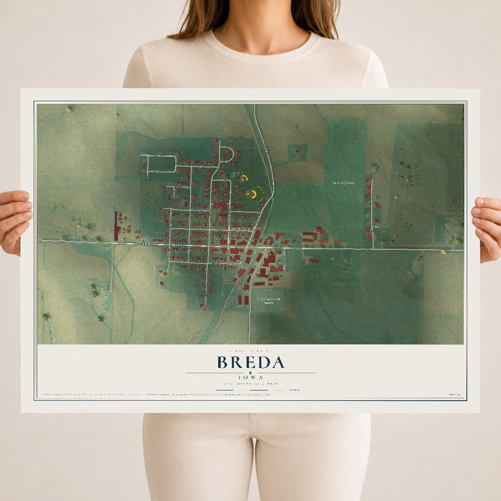 Map of Breda, Iowa, 18 x 24 inch unframed archival matte print