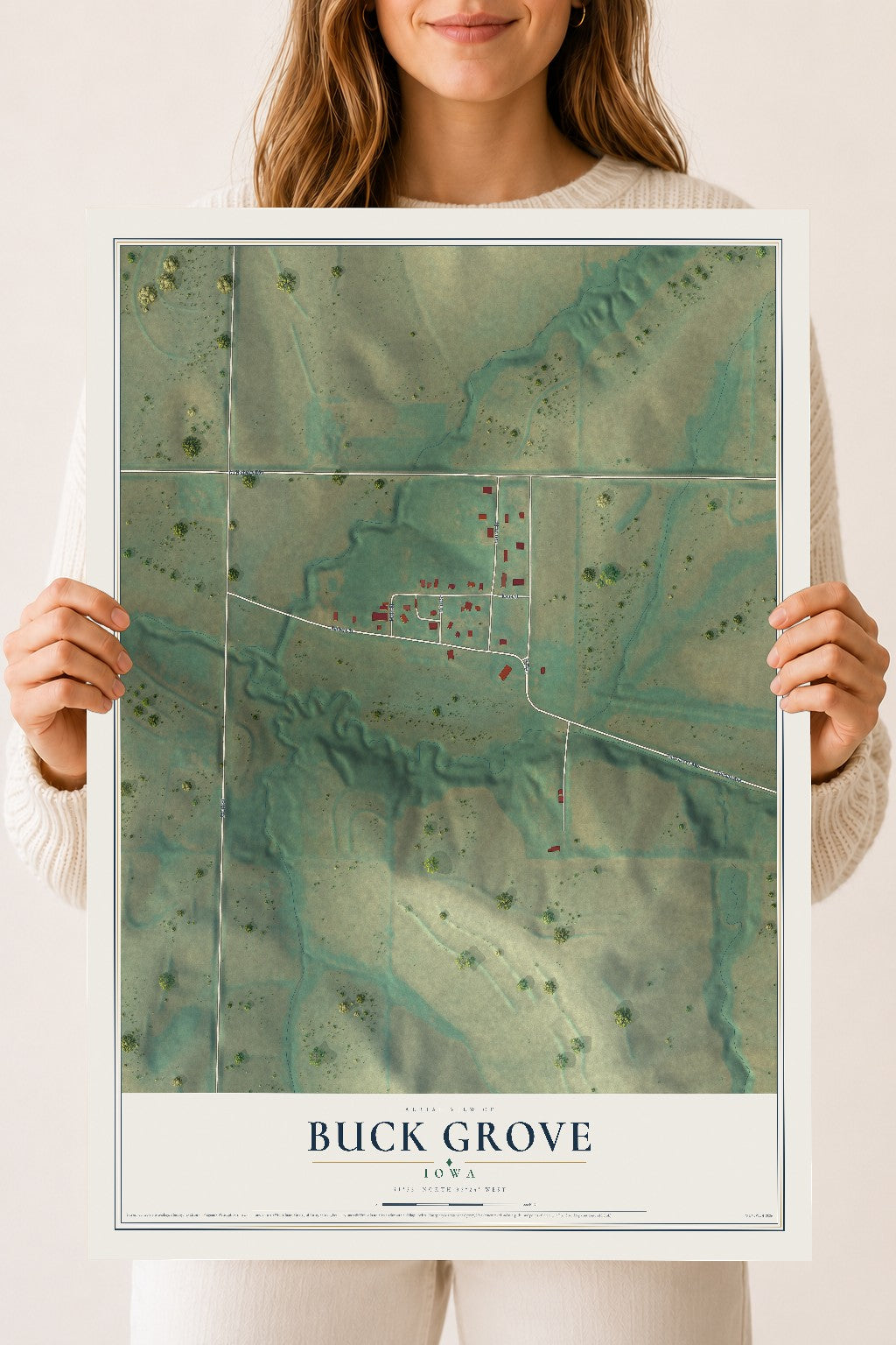 Map of Buck Grove, Iowa, 18 x 24 inch unframed archival matte print