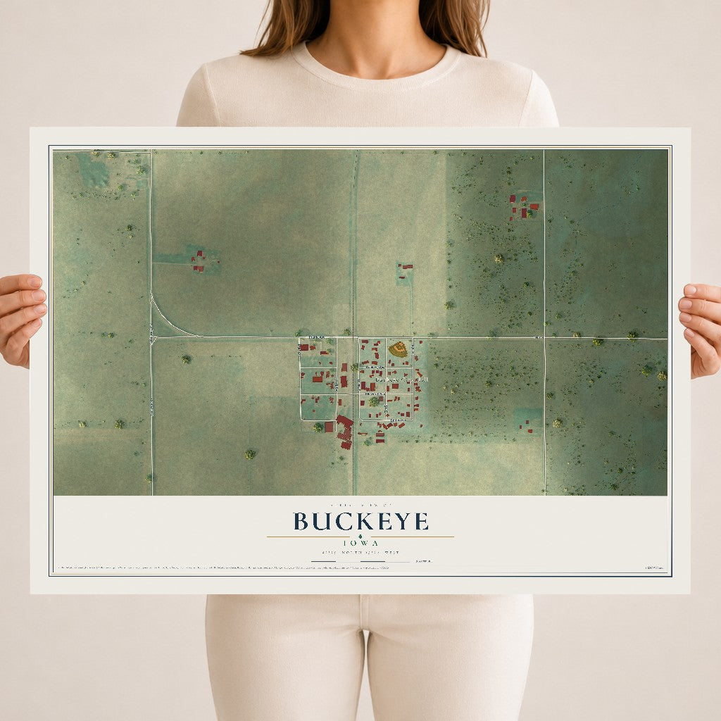 Map of Buckeye, Iowa, 18 x 24 inch unframed archival matte print