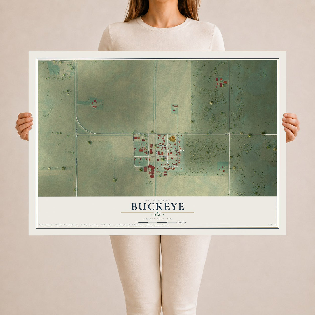 Map of Buckeye, Iowa, 24 x 36 inch unframed archival matte print