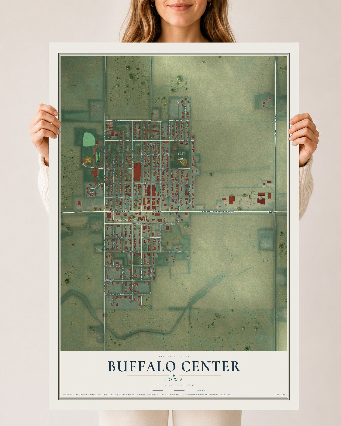 Map of Buffalo Center, Iowa, 24 x 36 inch unframed archival matte print