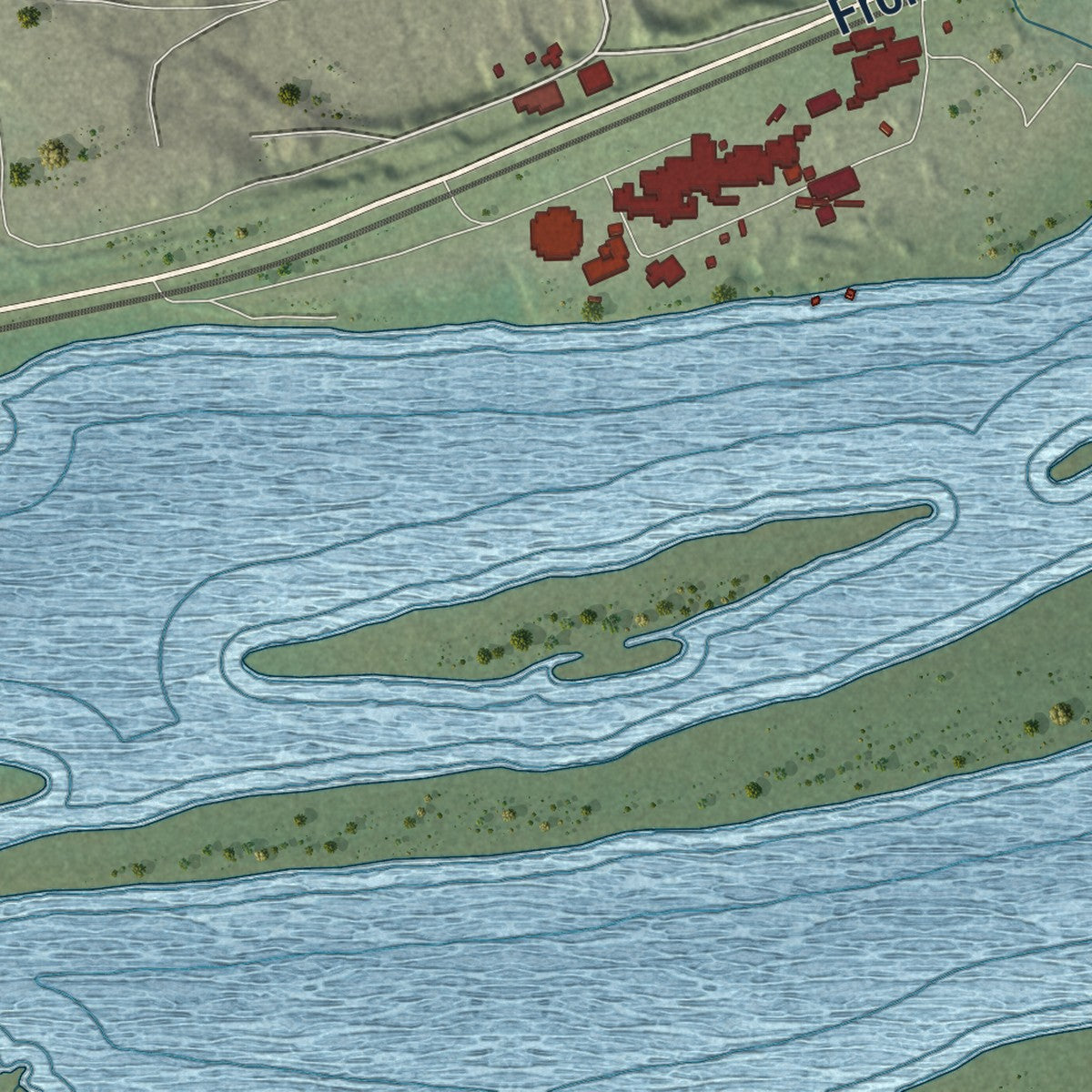 Second close-up of the map of Buffalo, Iowa print showing more streets and buildings