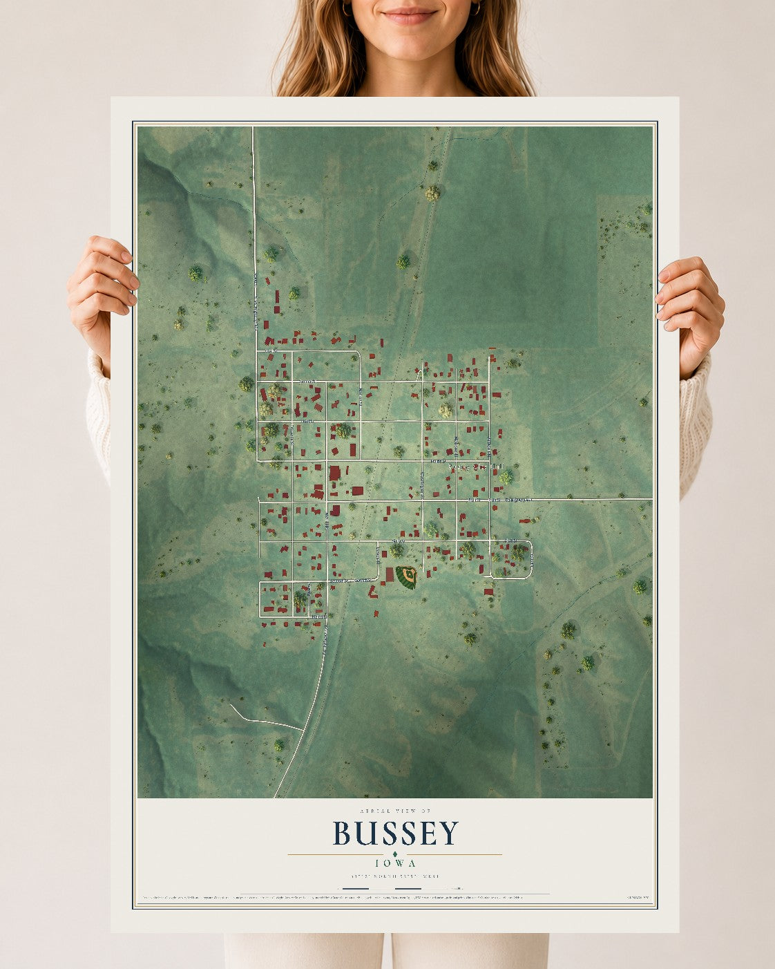 Map of Bussey, Iowa, 24 x 36 inch unframed archival matte print
