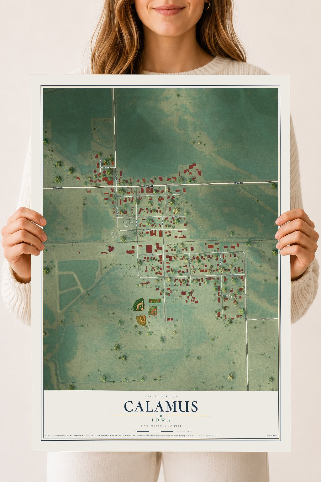 Map of Calamus, Iowa, 18 x 24 inch unframed archival matte print