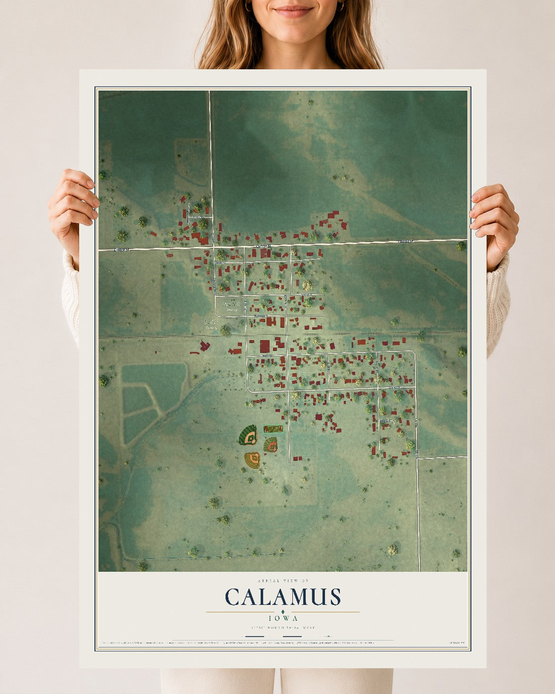Map of Calamus, Iowa, 24 x 36 inch unframed archival matte print