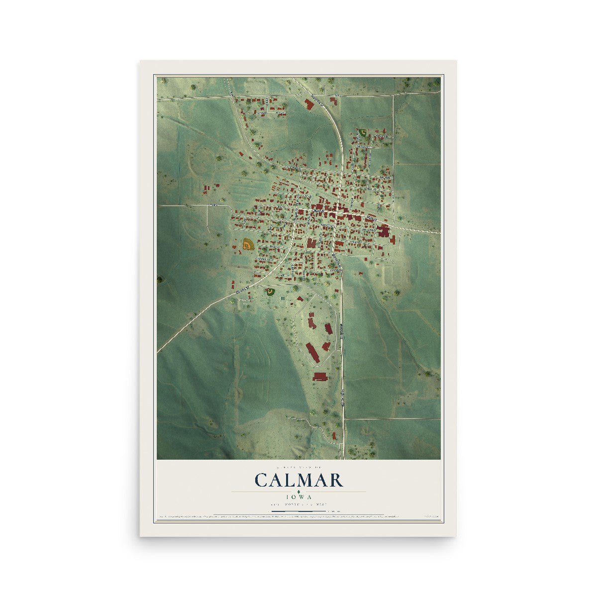 Map of Calmar, Iowa, 12 x 18 inch unframed archival matte print