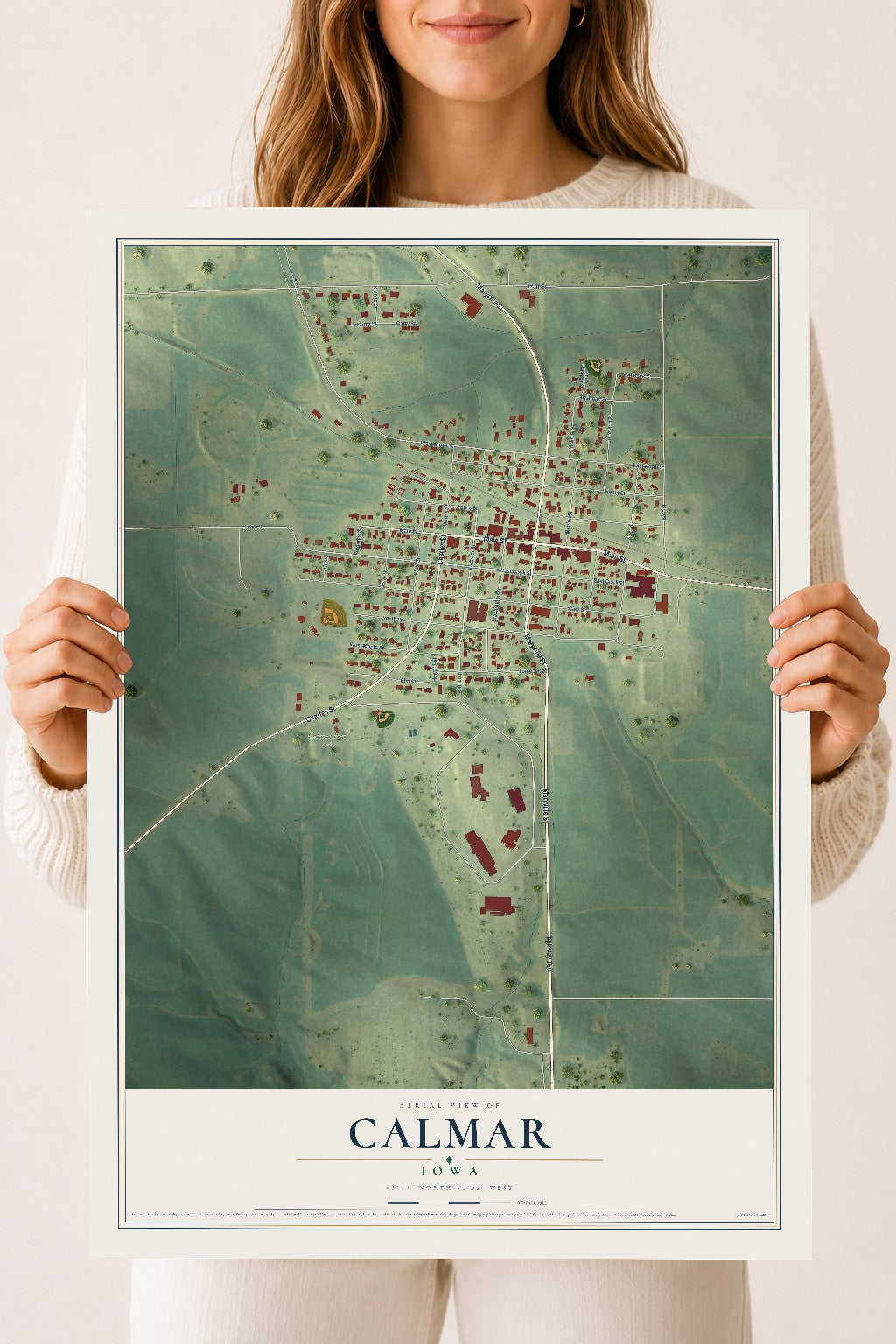 Map of Calmar, Iowa, 18 x 24 inch unframed archival matte print