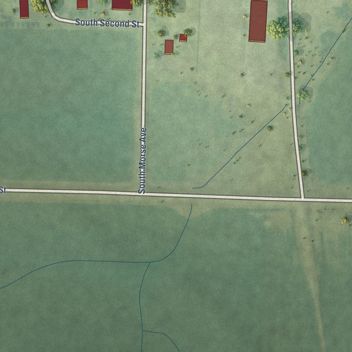 Second close-up of the map of Calumet, Iowa print showing more streets and buildings