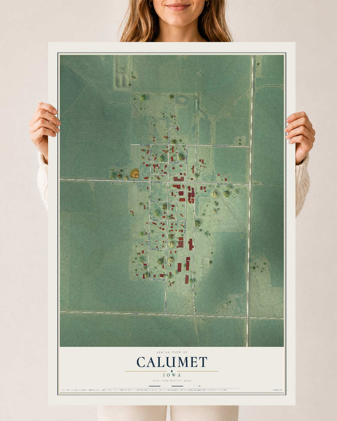 Map of Calumet, Iowa, 24 x 36 inch unframed archival matte print