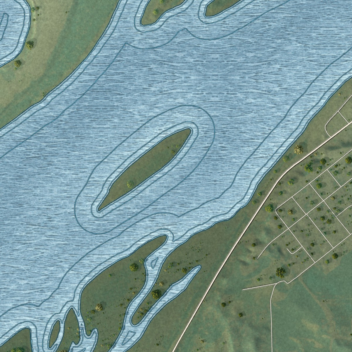 Second close-up of the map of Camanche, Iowa print showing more streets and buildings