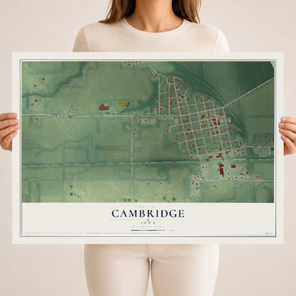 Map of Cambridge, Iowa, 18 x 24 inch unframed archival matte print