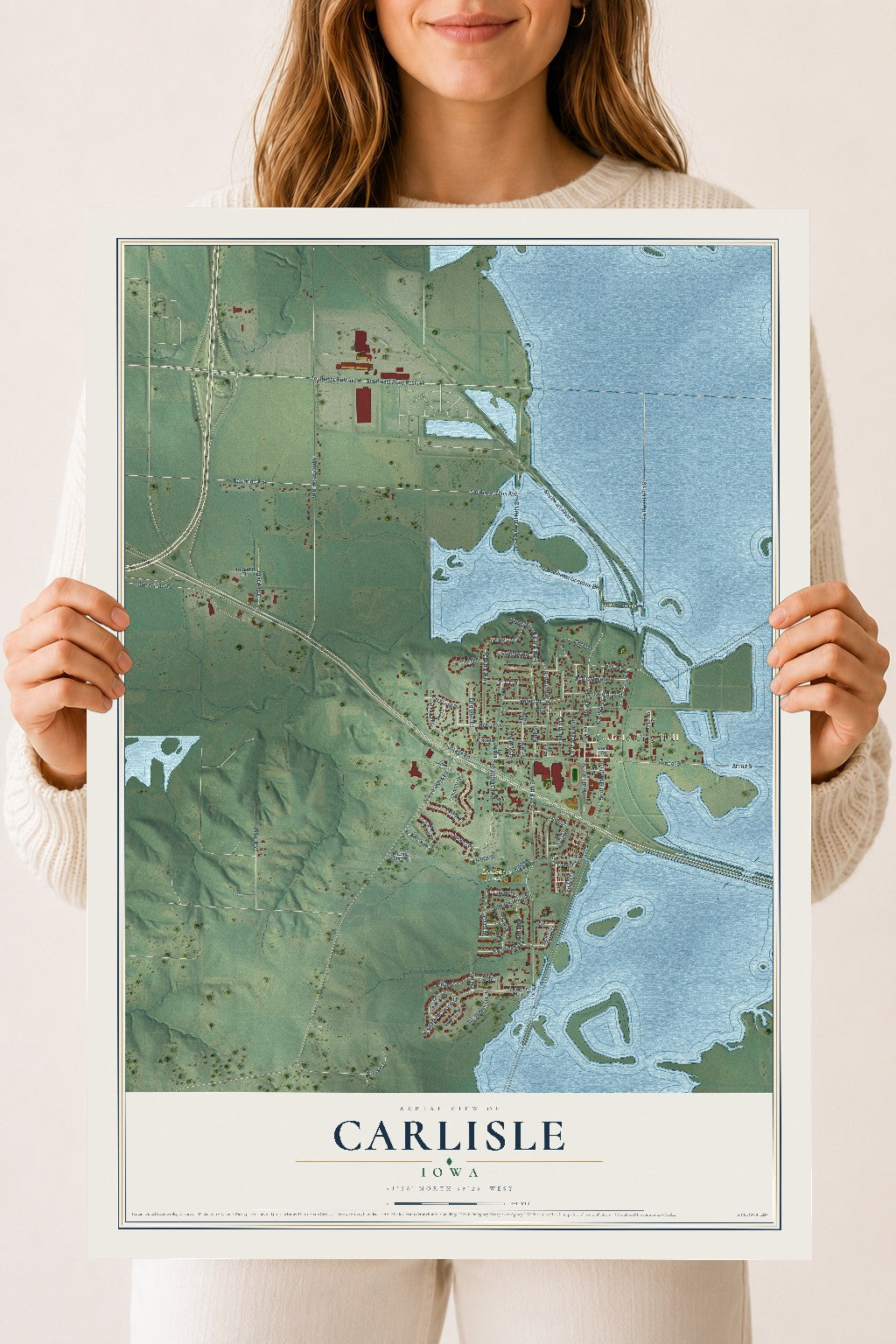 Map of Carlisle, Iowa, 18 x 24 inch unframed archival matte print