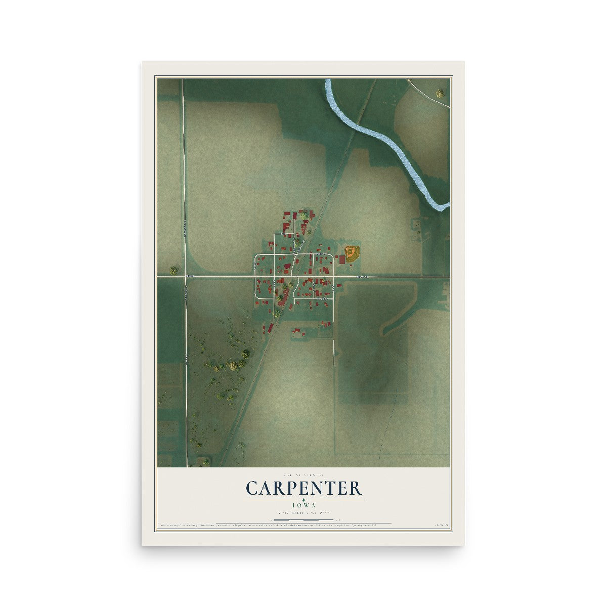 Map of Carpenter, Iowa, 12 x 18 inch unframed archival matte print