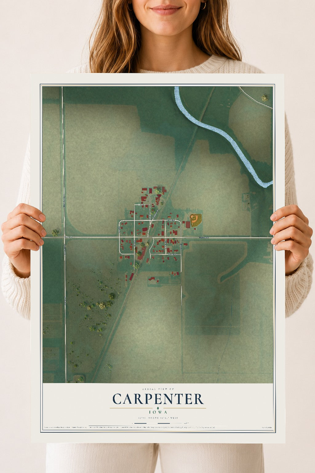Map of Carpenter, Iowa, 18 x 24 inch unframed archival matte print