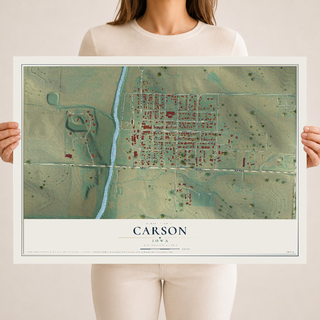 Map of Carson, Iowa, 18 x 24 inch unframed archival matte print