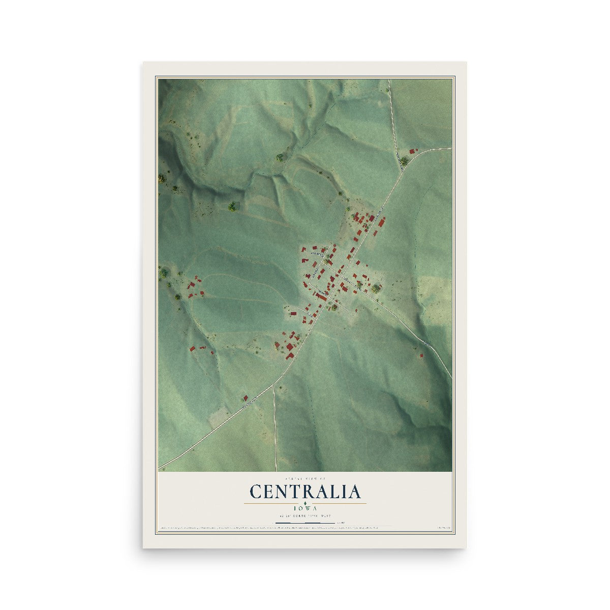 Map of Centralia, Iowa, 12 x 18 inch unframed archival matte print