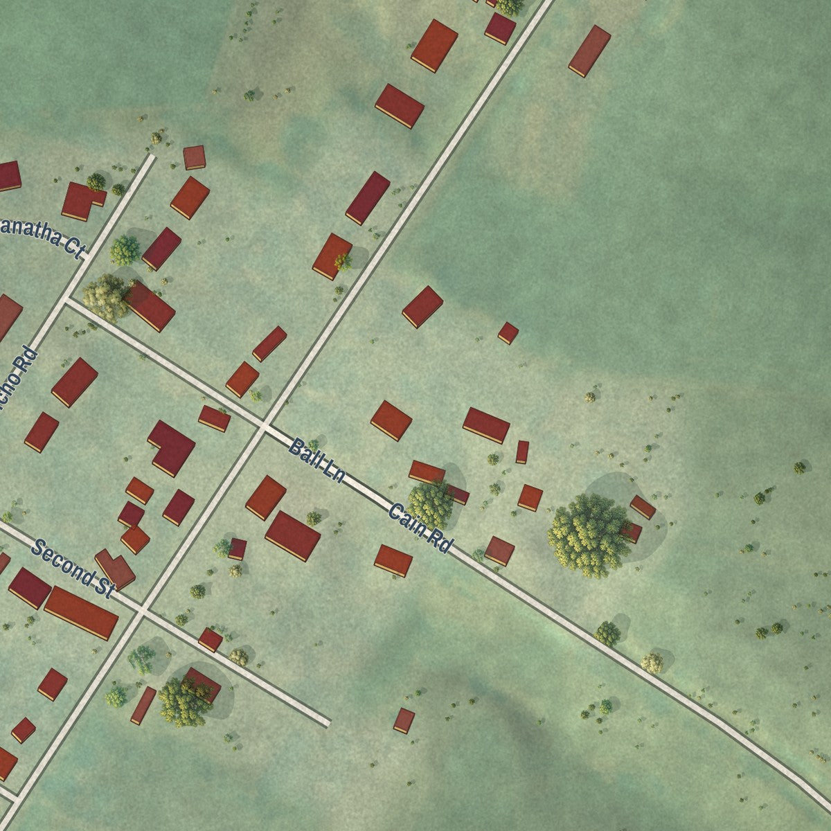 Close-up of the map of Centralia, Iowa print showing street and building detail