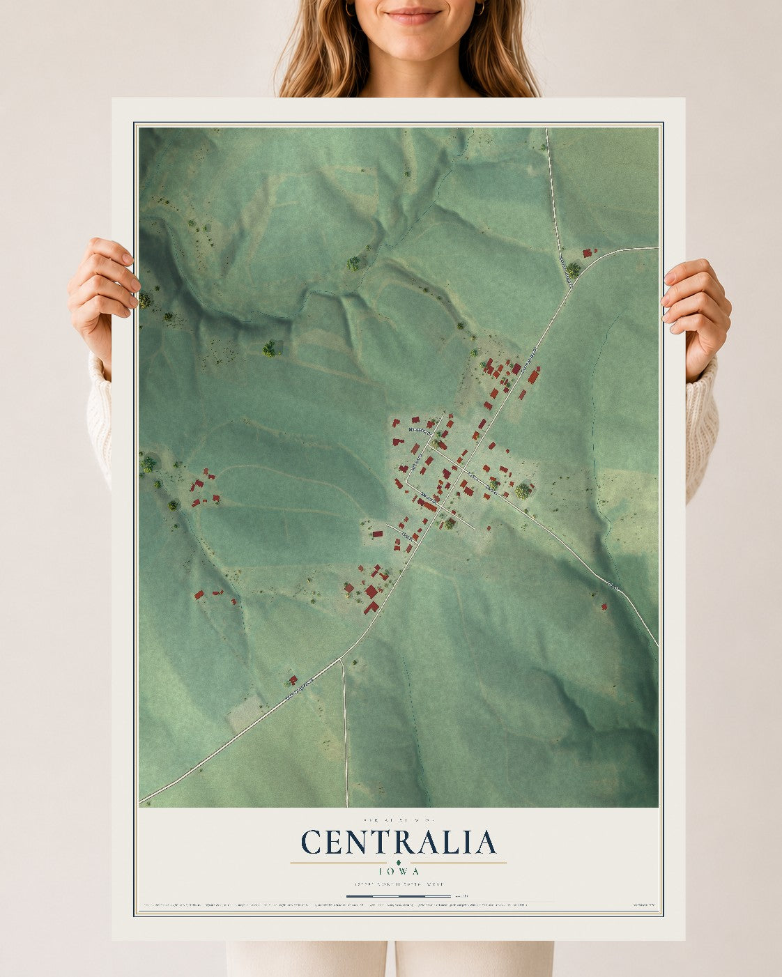 Map of Centralia, Iowa, 24 x 36 inch unframed archival matte print