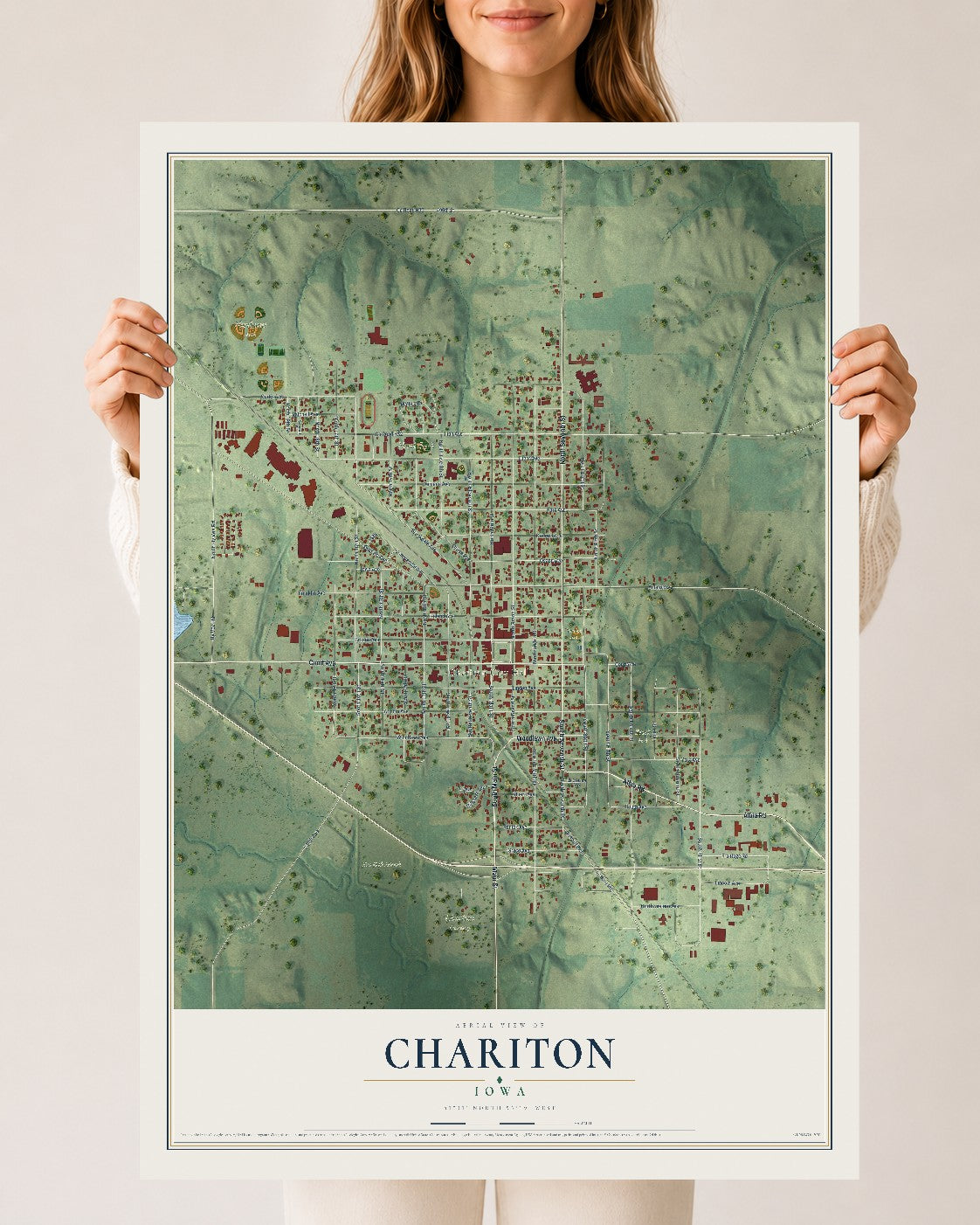 Map of Chariton, Iowa, 24 x 36 inch unframed archival matte print