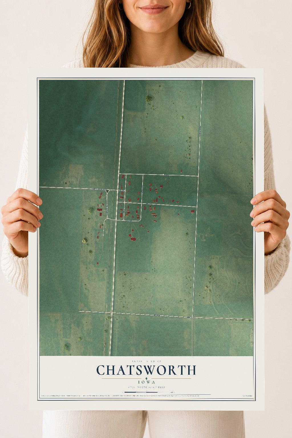 Map of Chatsworth, Iowa, 18 x 24 inch unframed archival matte print