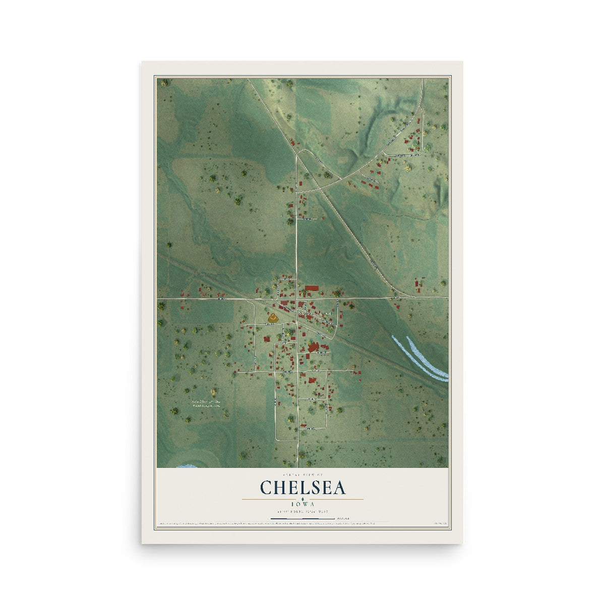 Map of Chelsea, Iowa, 12 x 18 inch unframed archival matte print