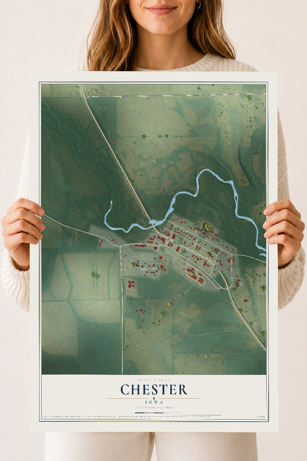 Map of Chester, Iowa, 18 x 24 inch unframed archival matte print
