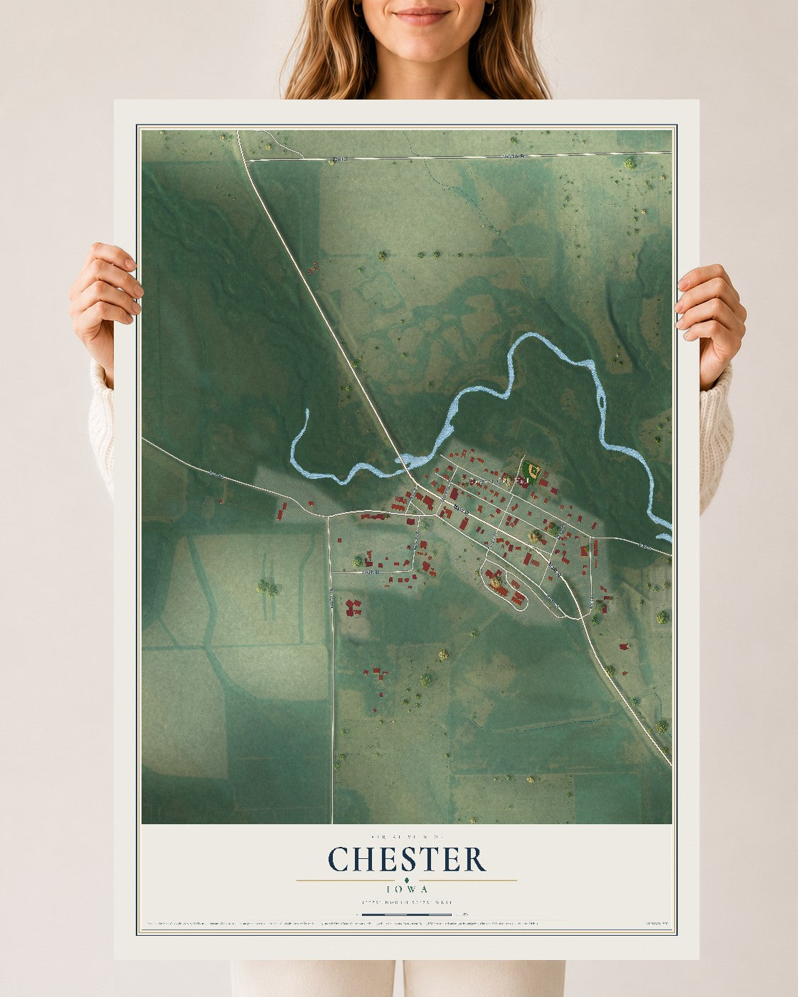 Map of Chester, Iowa, 24 x 36 inch unframed archival matte print