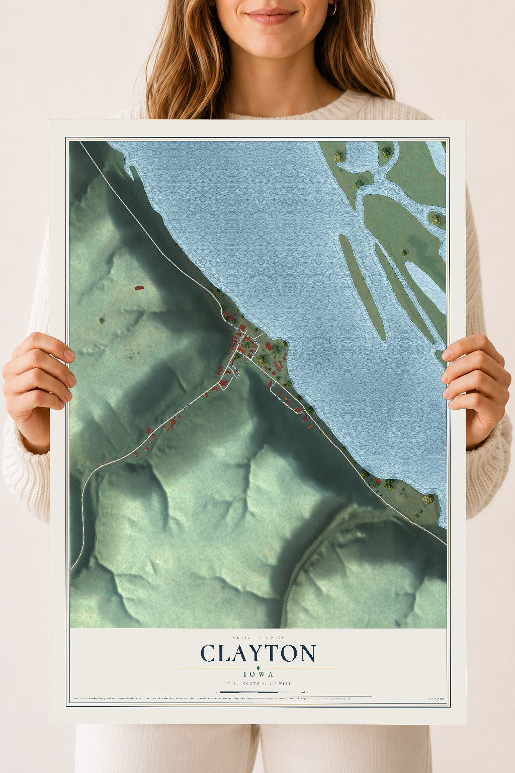 Map of Clayton, Iowa, 18 x 24 inch unframed archival matte print