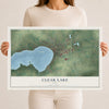 Map of Clear Lake, Iowa, 12 x 18 inch unframed archival matte print