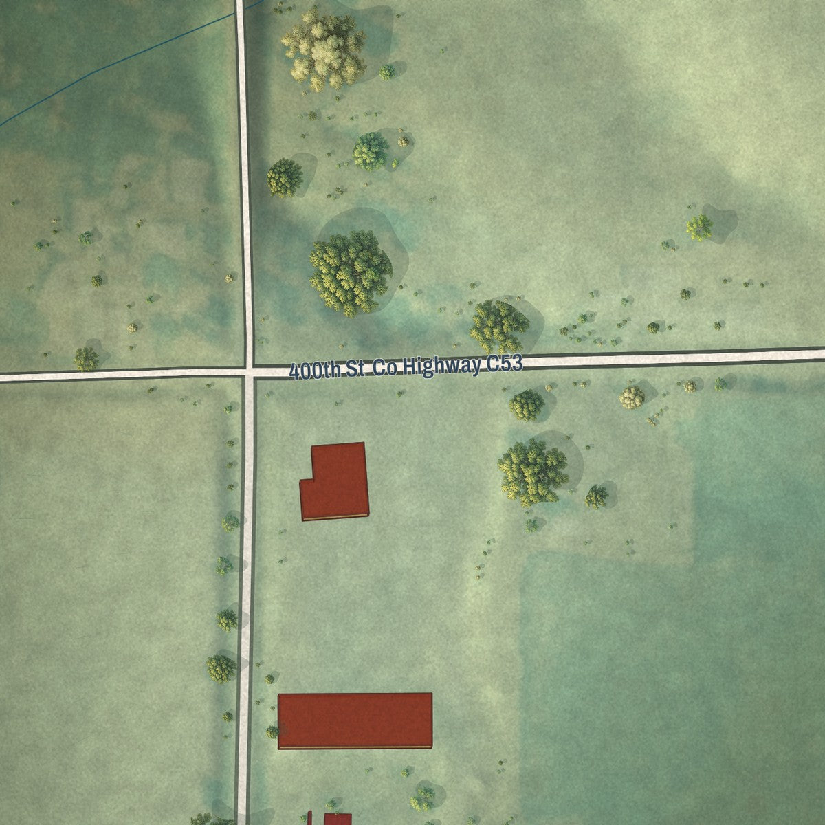 Second close-up of the map of Colesburg, Iowa print showing more streets and buildings