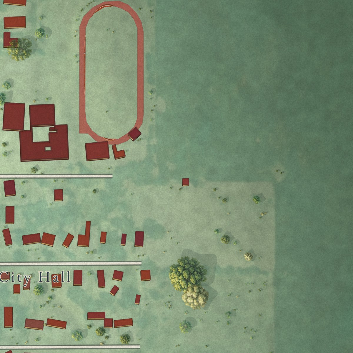 Second close-up of the map of Collins, Iowa print showing more streets and buildings