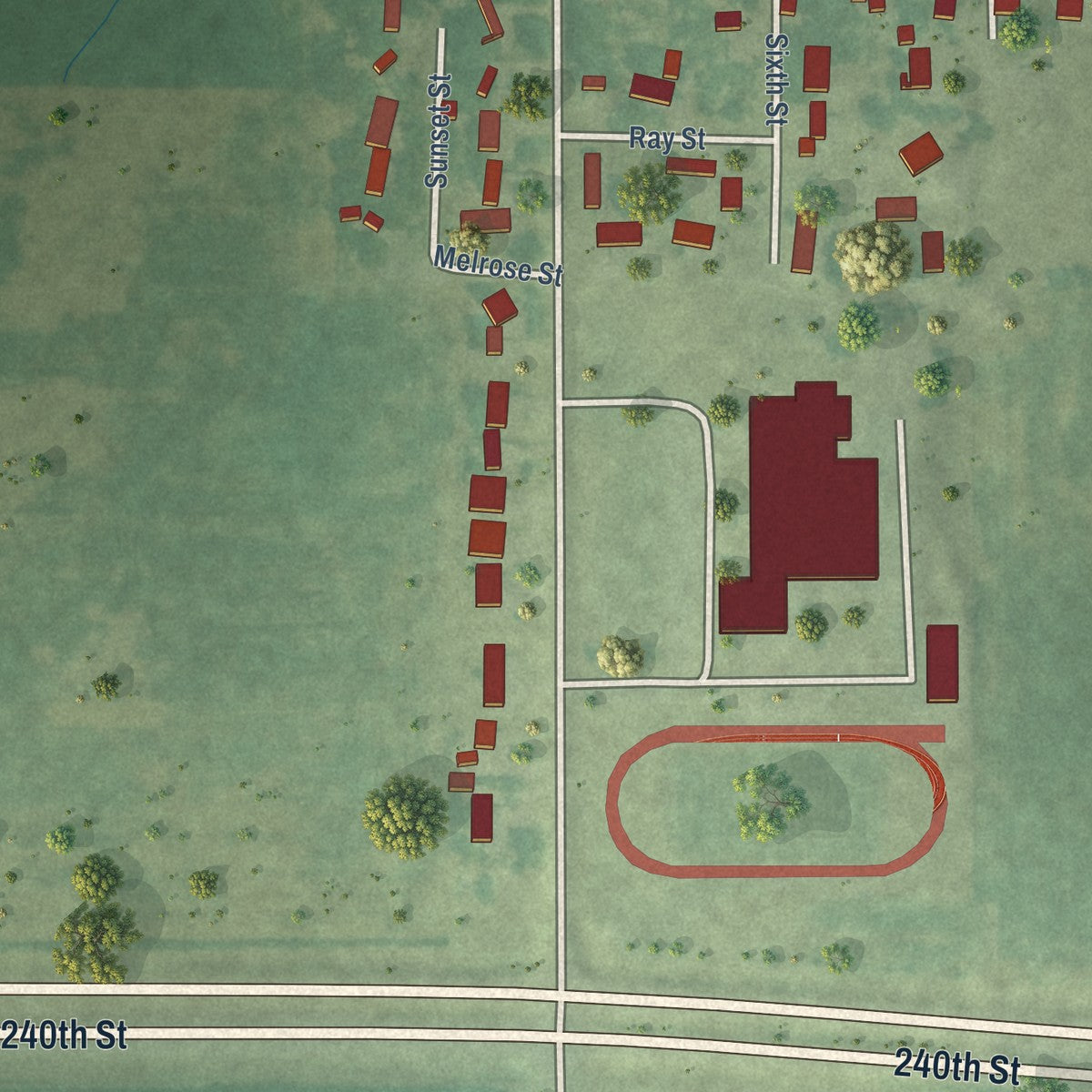 Second close-up of the map of Colo, Iowa print showing more streets and buildings