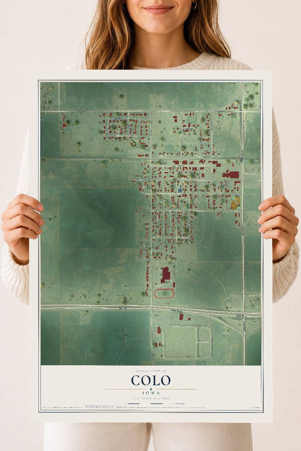 Map of Colo, Iowa, 18 x 24 inch unframed archival matte print