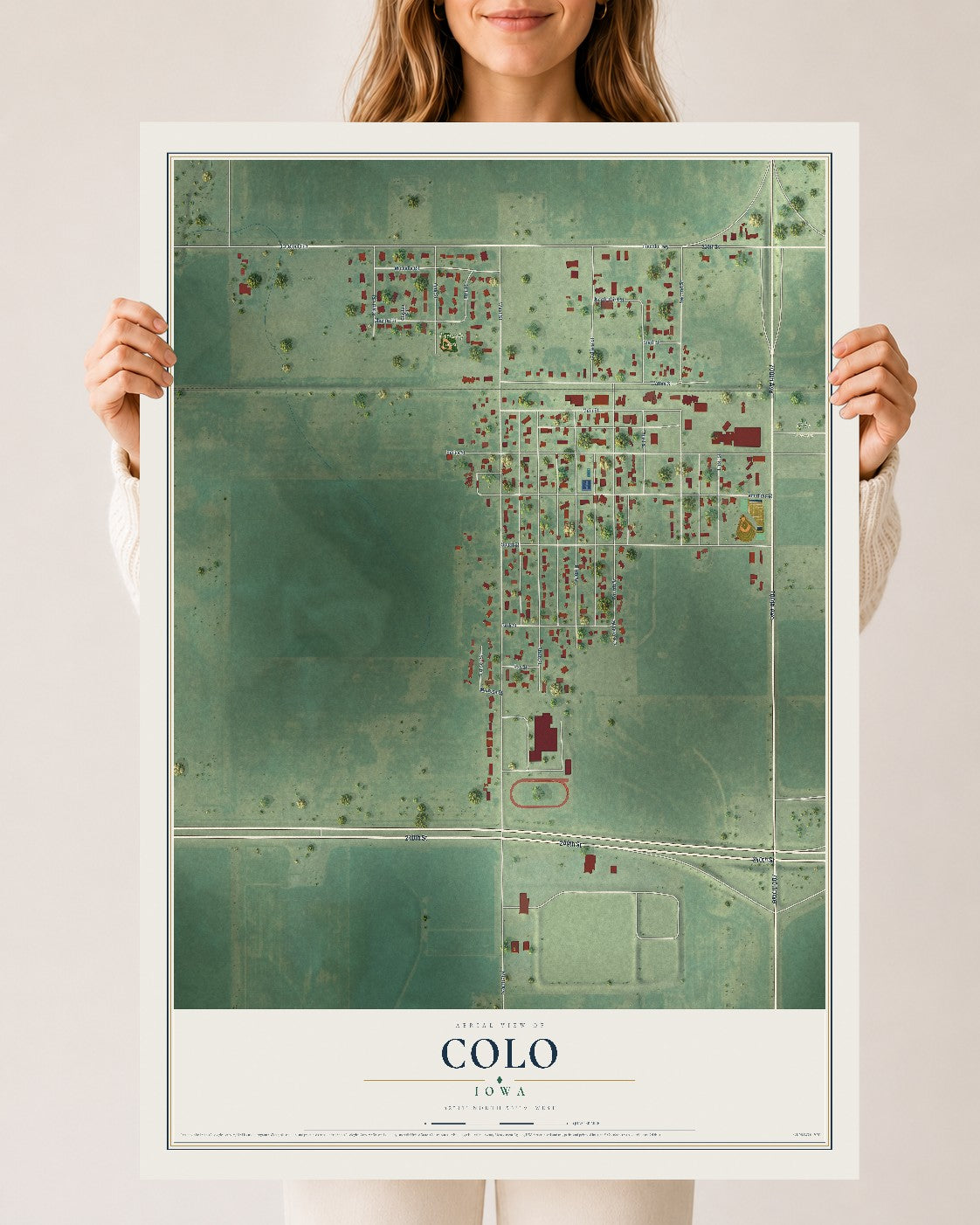 Map of Colo, Iowa, 24 x 36 inch unframed archival matte print