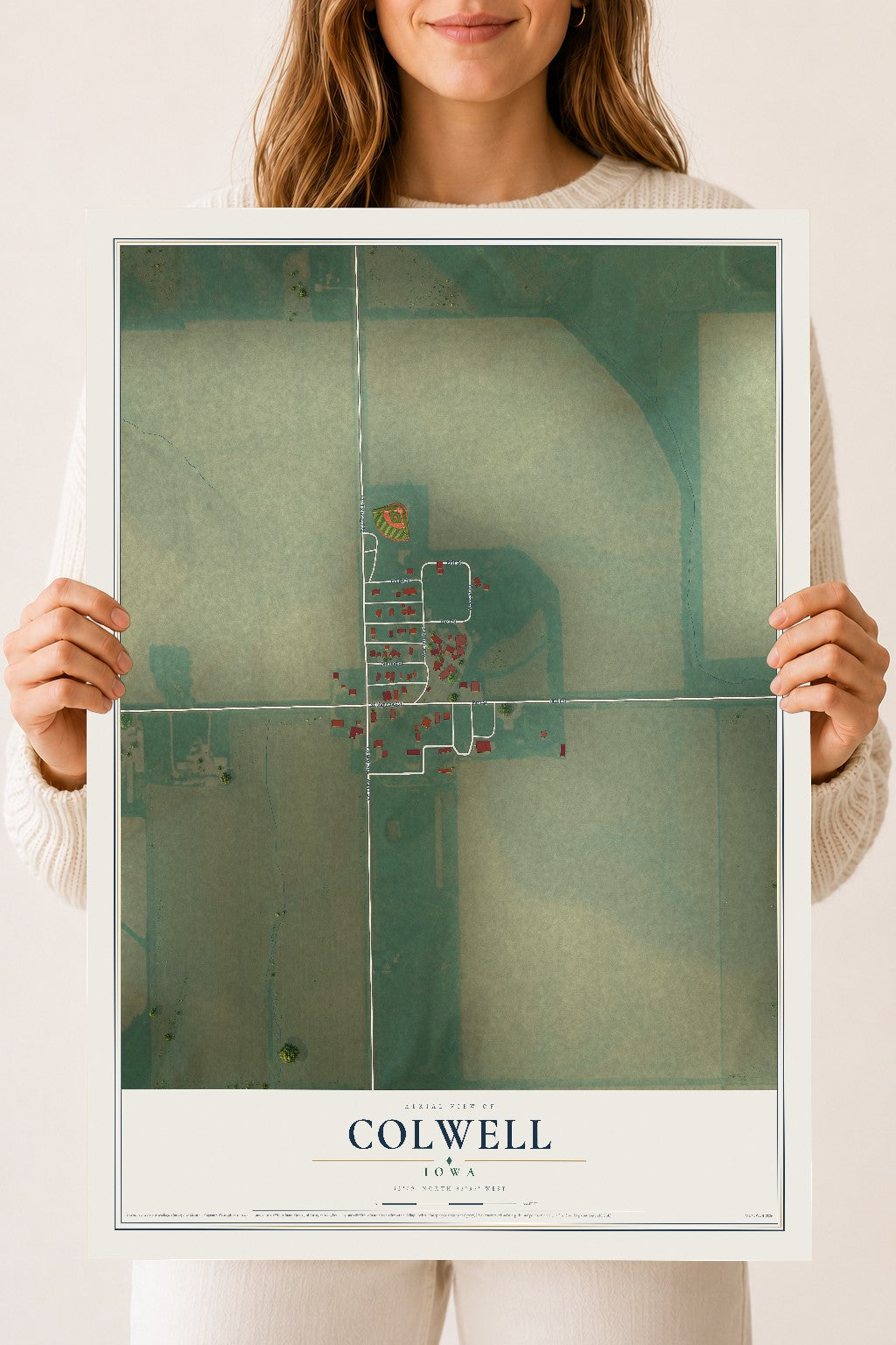 Map of Colwell, Iowa, 18 x 24 inch unframed archival matte print