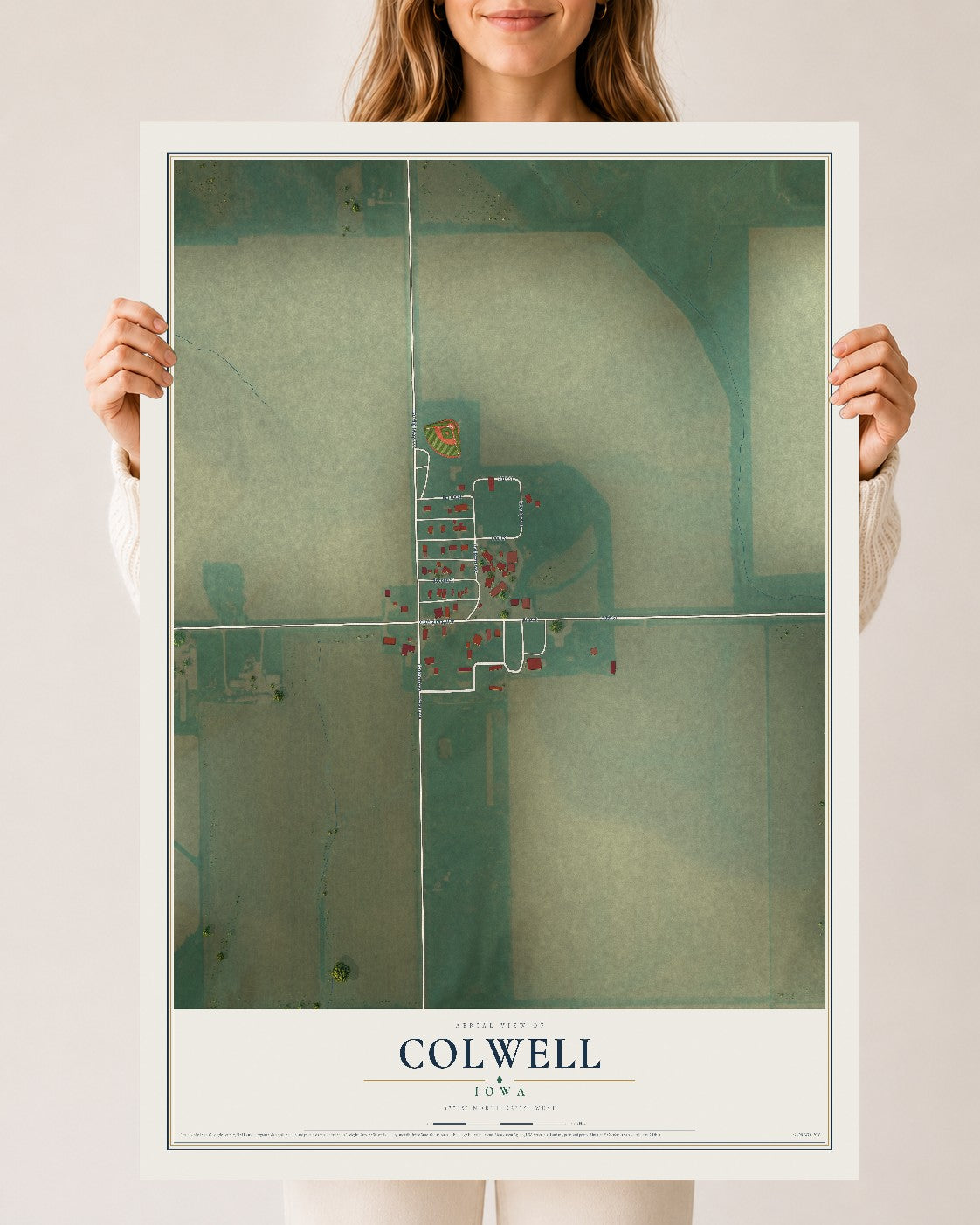 Map of Colwell, Iowa, 24 x 36 inch unframed archival matte print