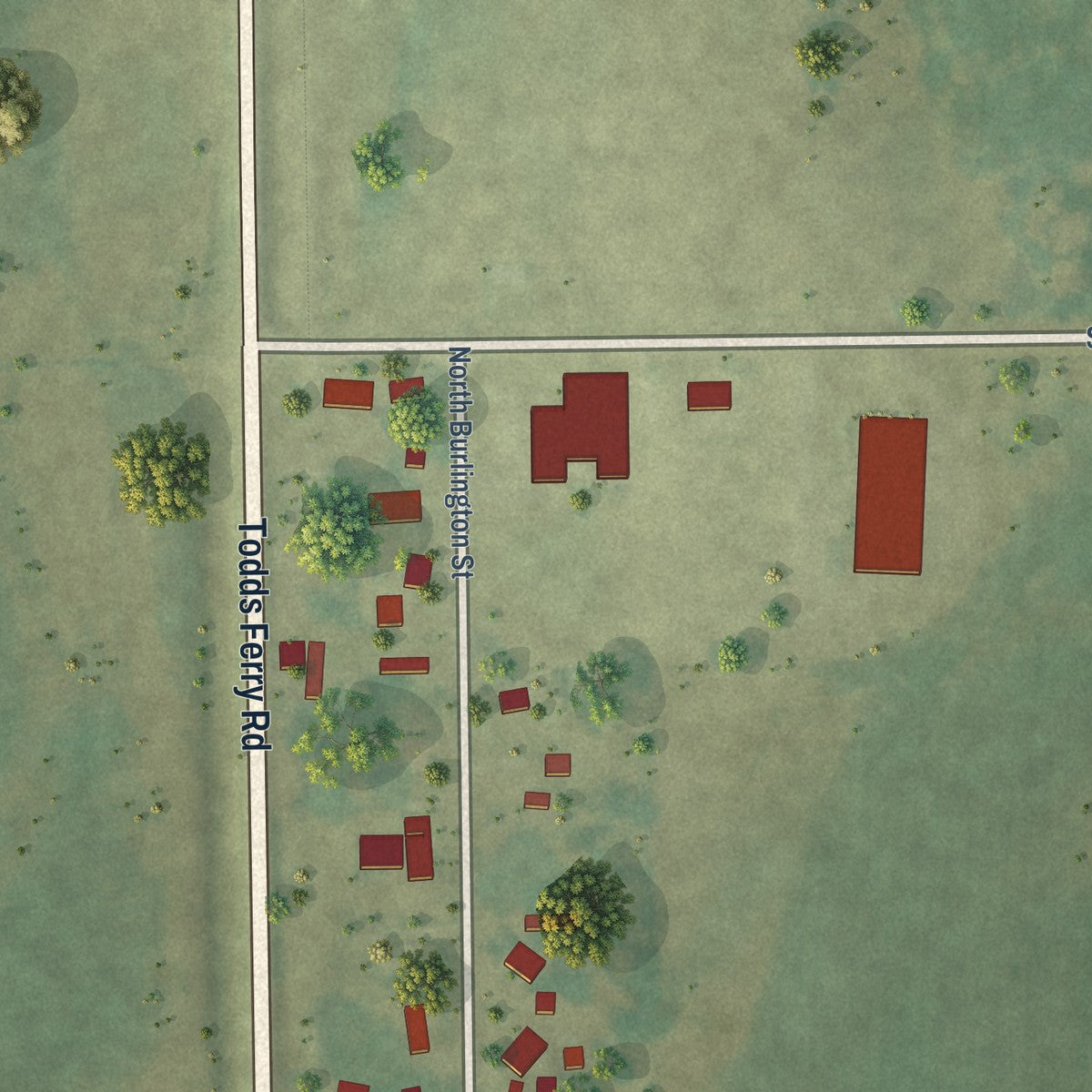 Second close-up of the map of Conesville, Iowa print showing more streets and buildings